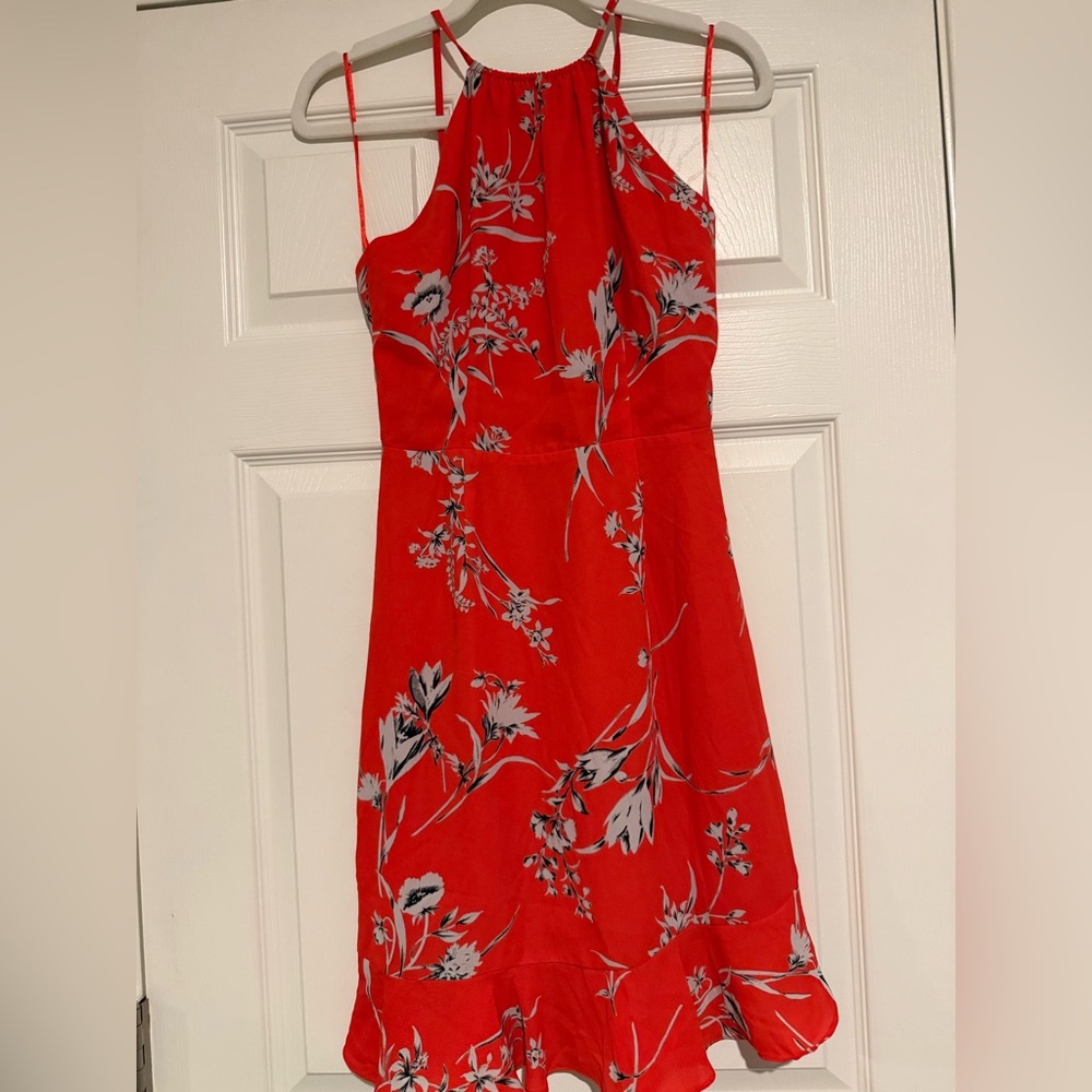 Backless red floral dress